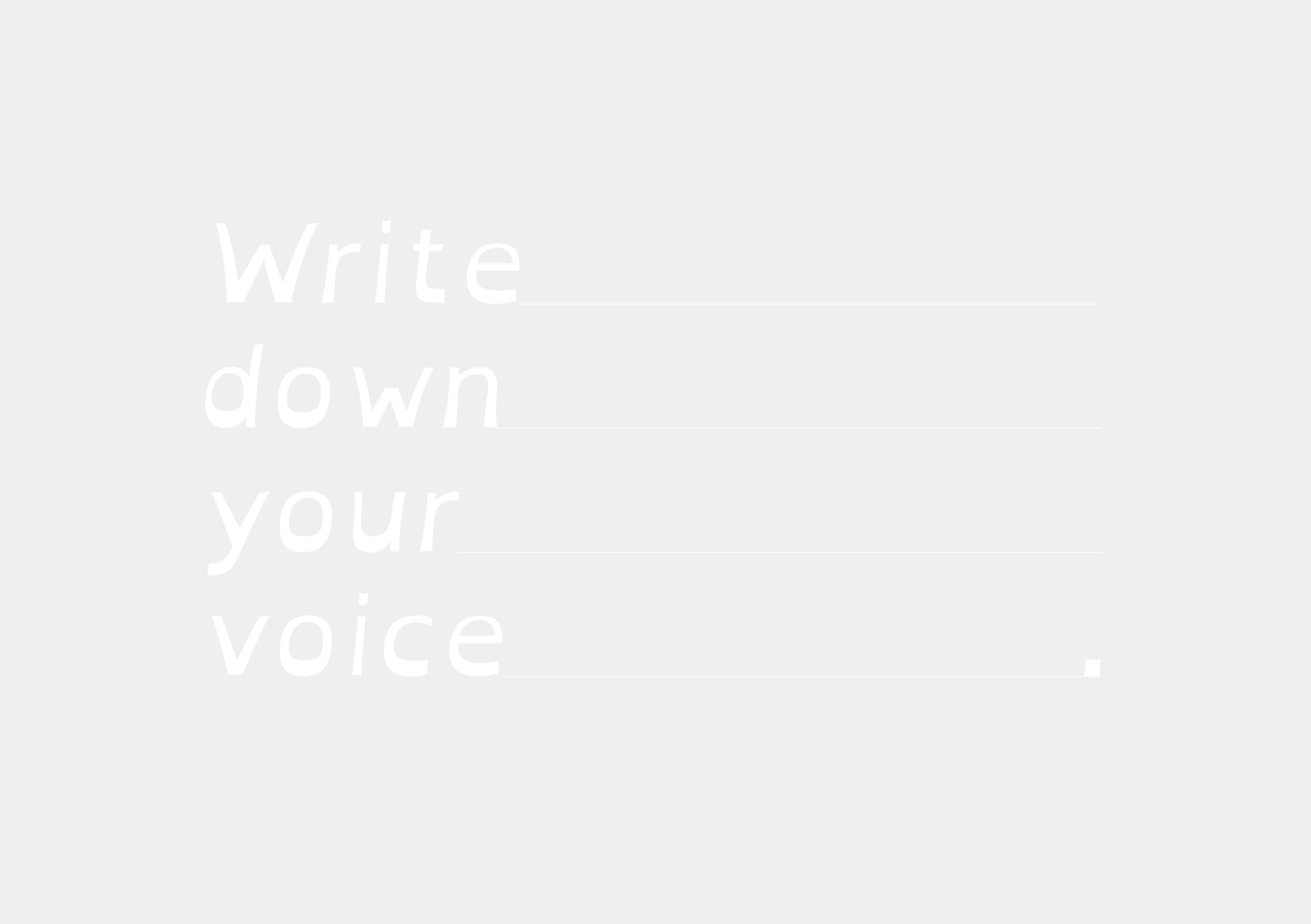 Write down your voice.サムネイル(薄い灰色の背景に白文字と罫線)